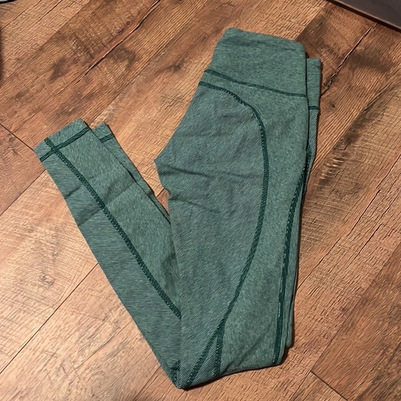lululemon athletica Pants - Lululemon teal striped cotton leggings size 4